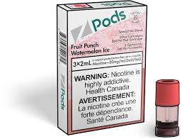 Ziip Pod Pack - Fruit Punch (fruit nectar) Watermelon Ice 3/PK (Special Nic Blend)[Ontario Stamp]